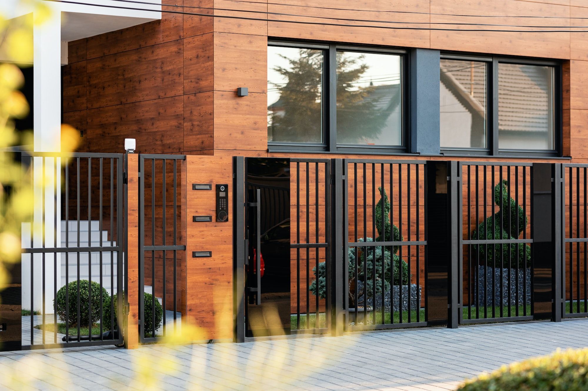Exterior of modern residential building.