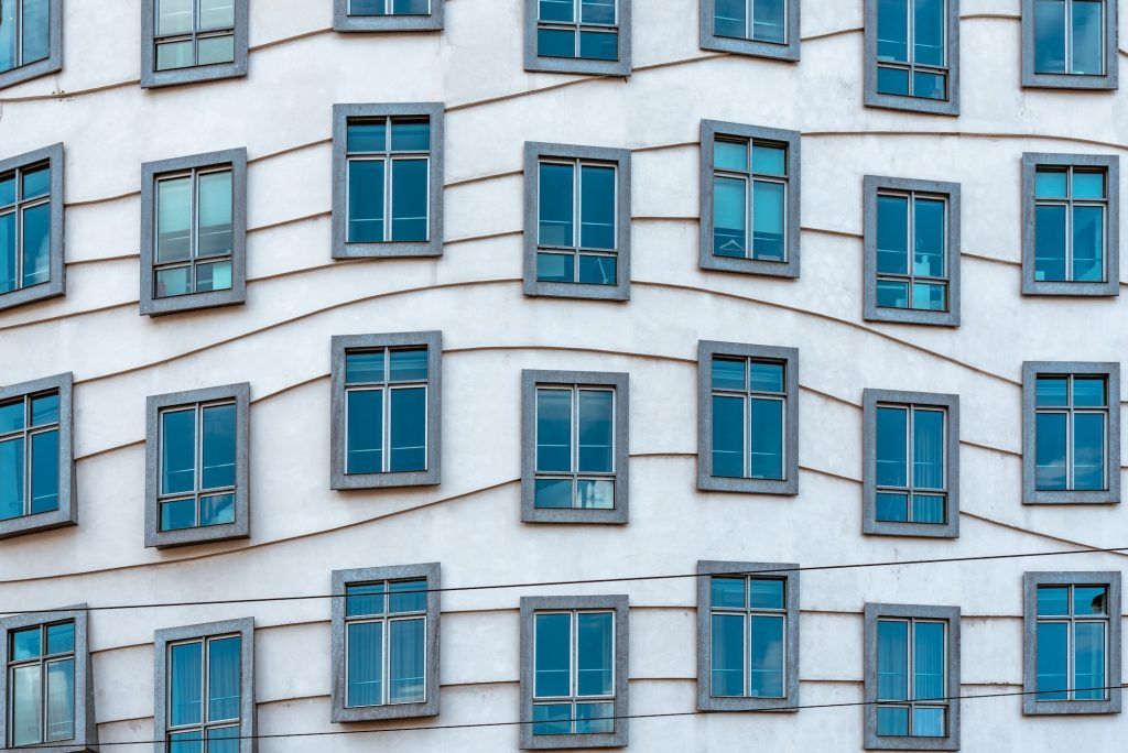 Futuristic architecture in Prague. Dancing House building