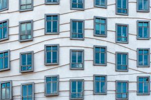Futuristic architecture in Prague. Dancing House building