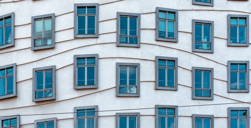 Futuristic architecture in Prague. Dancing House building
